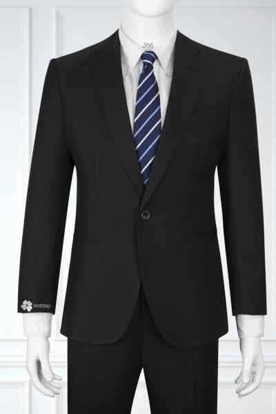 356 Bộ vest xanh đen 1 nút đơn giản